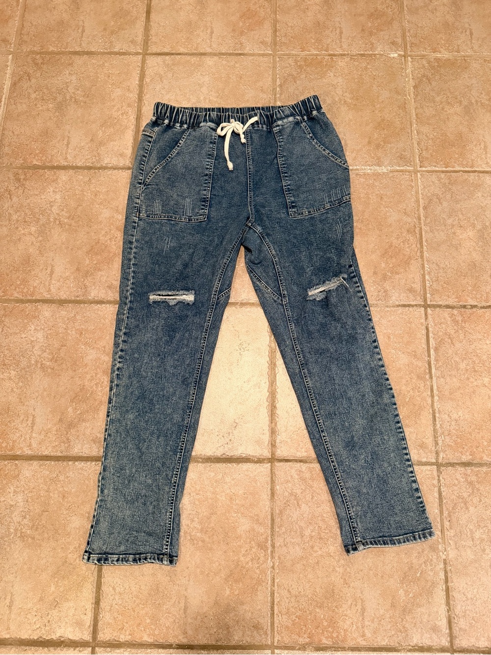 Women’s Blue Drawstring Denim Jeans